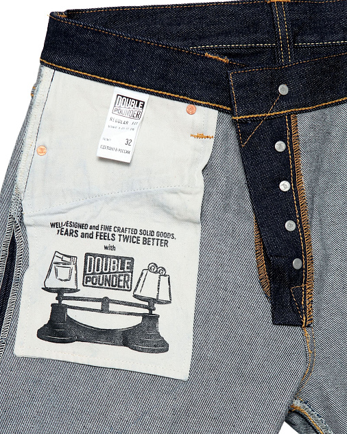 Джинсы DOUBLE POUNDER X-01-17-OW Regular Fit 17 oz — раскладка спереди