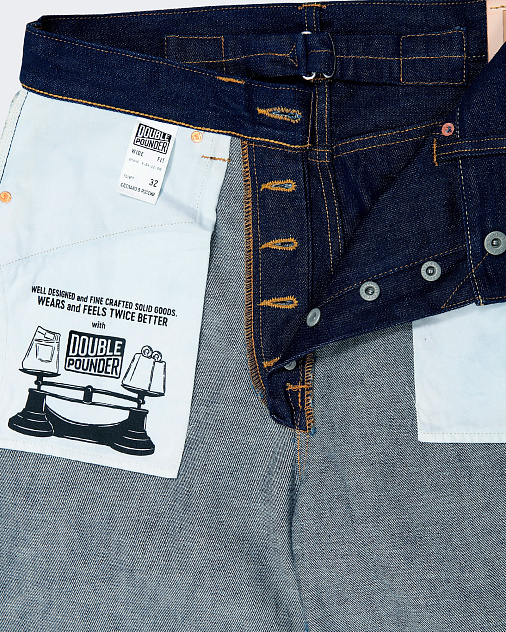 Джинсы DOUBLE POUNDER X-04-S2-OW Selvedge Ranch Wide Fit — раскладка спереди