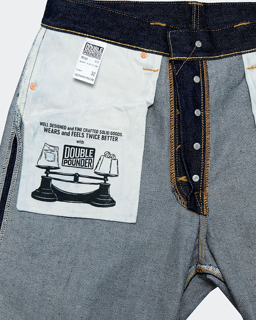 Джинсы DOUBLE POUNDER X-04-17-OW Wide Fit 17 oz — раскладка спереди