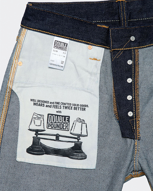 Джинсы DOUBLE POUNDER X-02-17-OW Slim Fit 17 oz — раскладка спереди