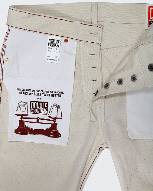 Джинсы DOUBLE POUNDER X-02-WHT Slim Fit — раскладка спереди